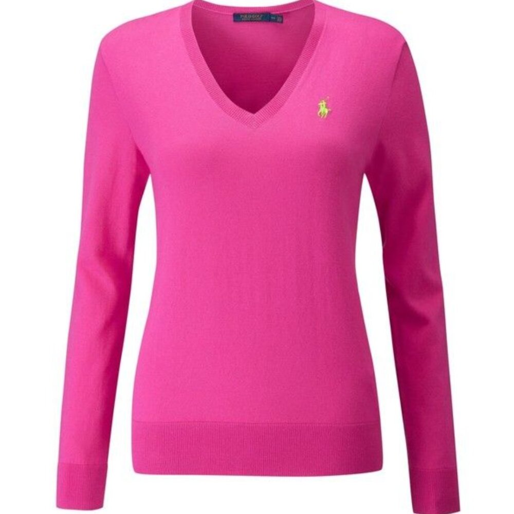 Ralph Lauren Pink Italian Pima cotton V-Neck Sweater size M